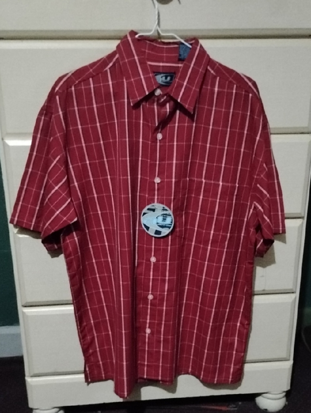 Short-Sleeve Red Plaid Button-Up Shirt - Brand New AU SIxtyFOUR